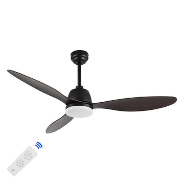 Audie 52" Classic Industrial Iron/Plastic Mobile-App/Remote-Controlled 6-Speed Propeller Integrated LED Ceiling Fan